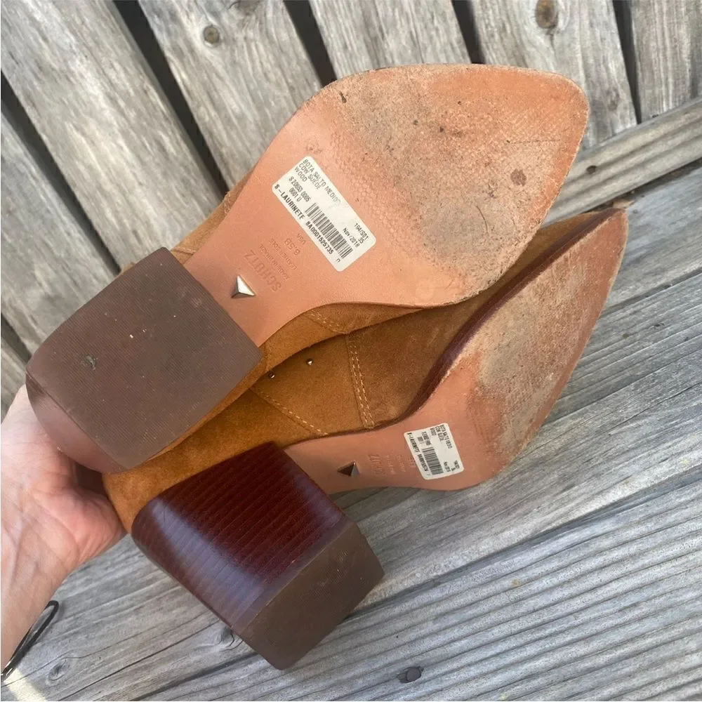 Schutz Laurinete suede Western Booties in brown size 6.5